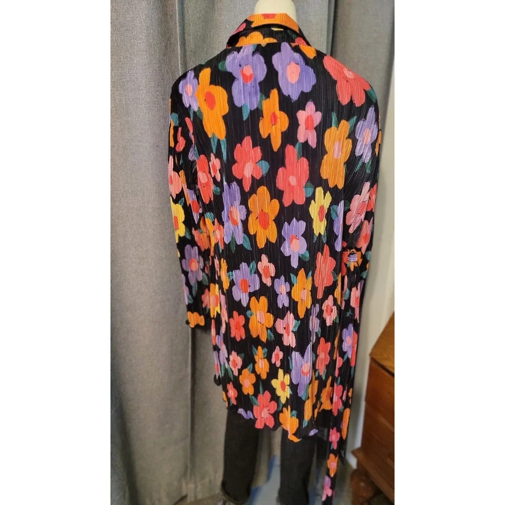 Peppermayo‎ Flower Power Colorful Bell Sleeve Blouse Crunch Pleat Sz 4 Hippie